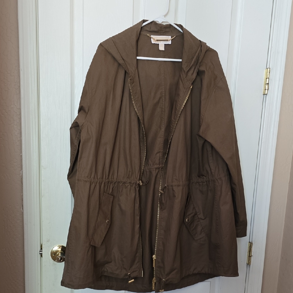 Michael Kors Tan Utility Jacket with Hood